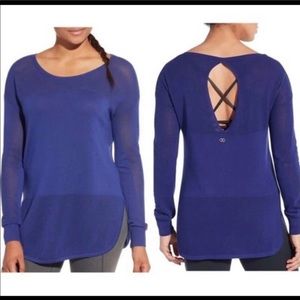 🎁 NWT Calia Women’s XS Effortless Mesh Sweater Pigment Purple